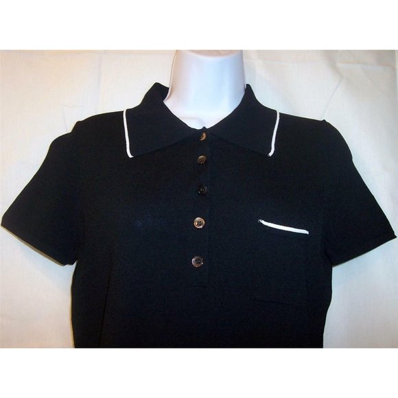 SIMPLY VERA WANG Top Sz S Black White Trim Rayon Casual Short Sleeves - Picture 3 of 4